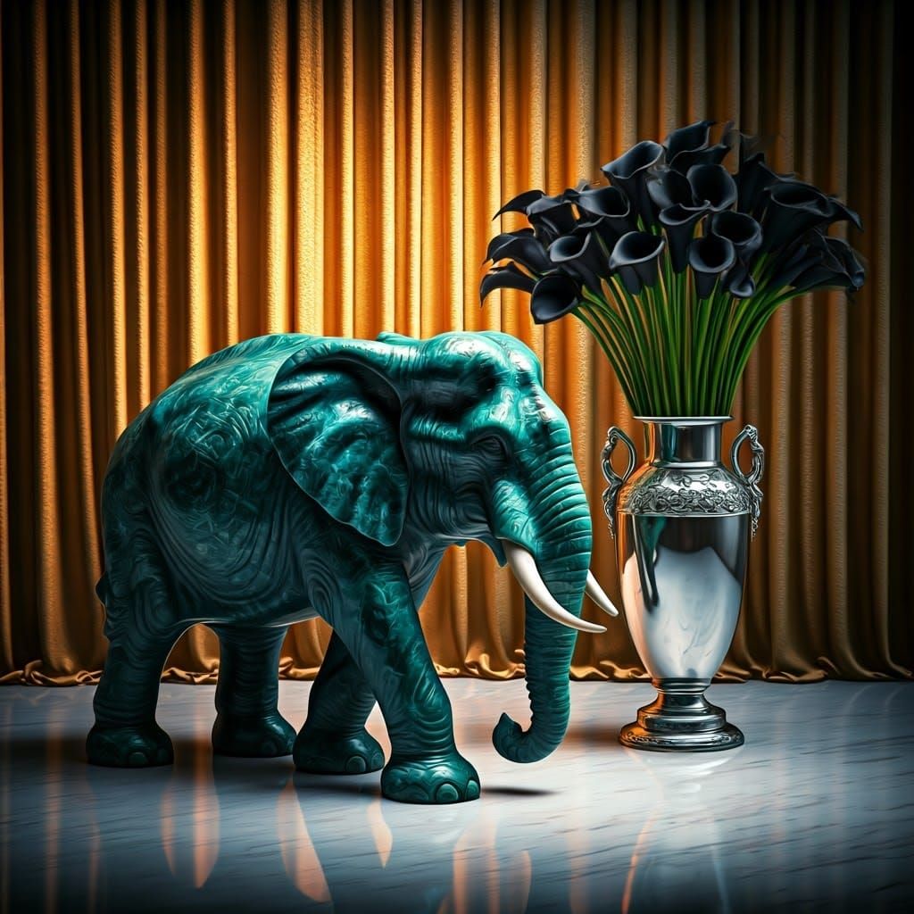 Zinnwaldite Elephant Sculpture in Cinematic Lighting