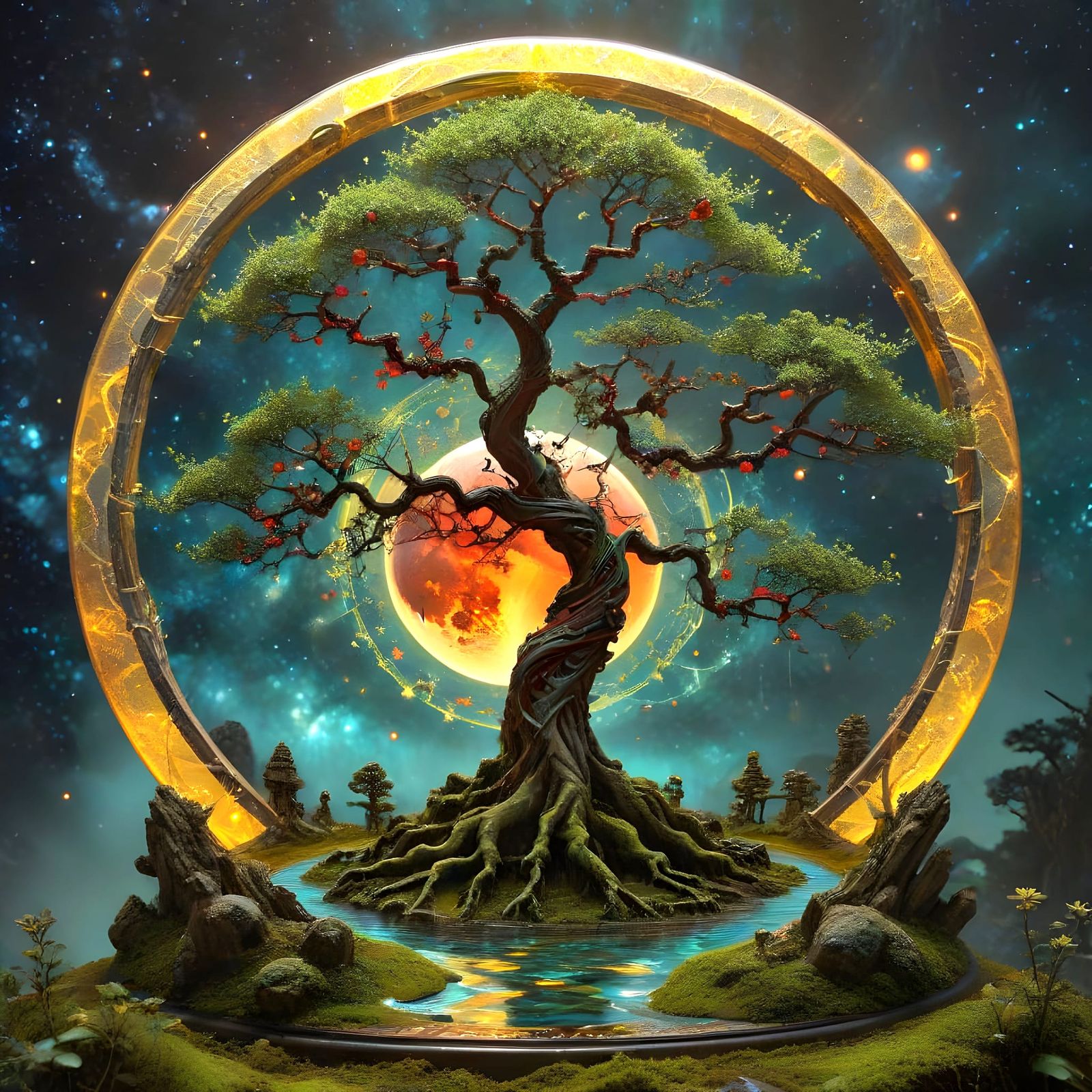 Surreal Stone Stargate Unveils Dreamy Cosmic Landscape