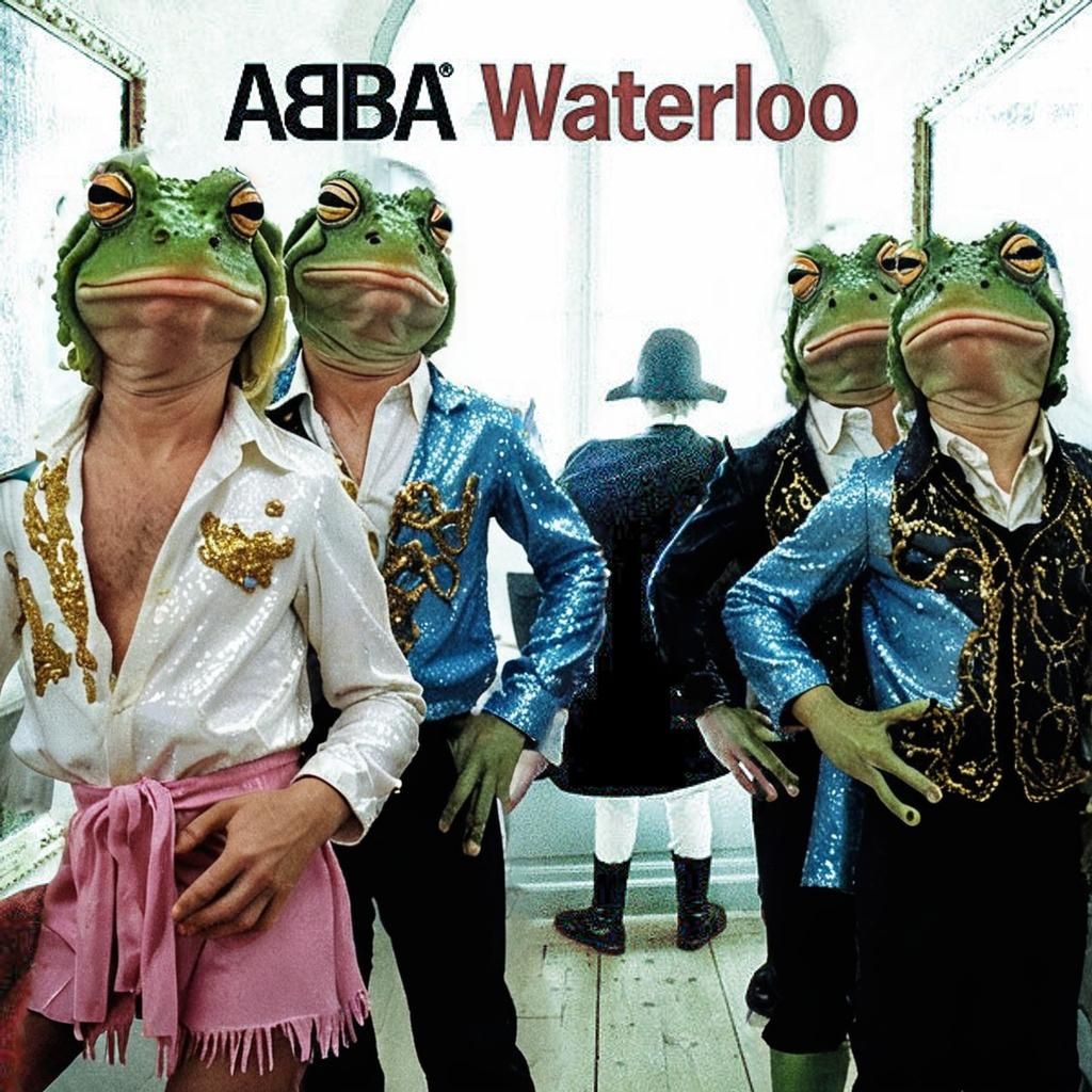 Frogs Recreate ABBA's Waterloo Album Cover