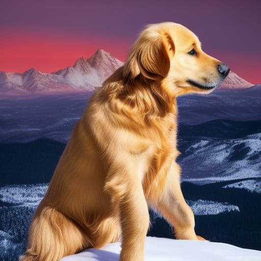 Red Coated Retriever in Snowy Purple Landscape