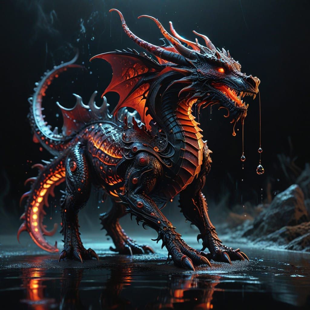 Ethereal Dragon Strides Across Velvety Blackness