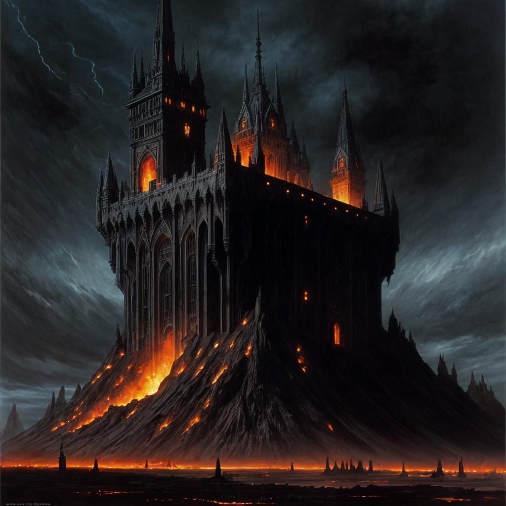 Grimdark Fortress in Barren Wasteland