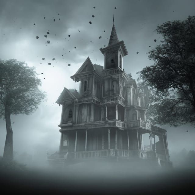 Grim Haunted Mansion with Ballroom in Disrepair