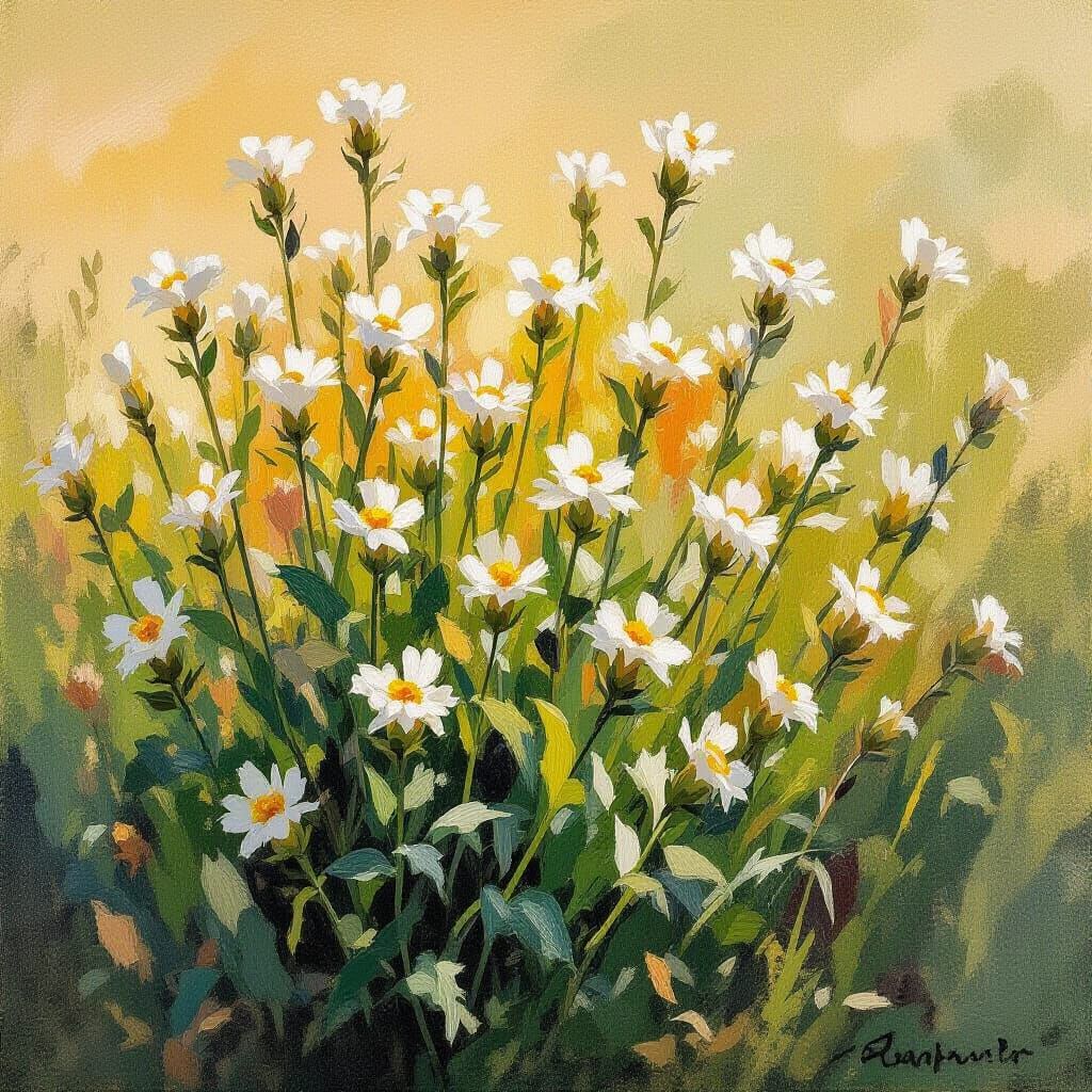 Yarrow Field in Impressionistic Style