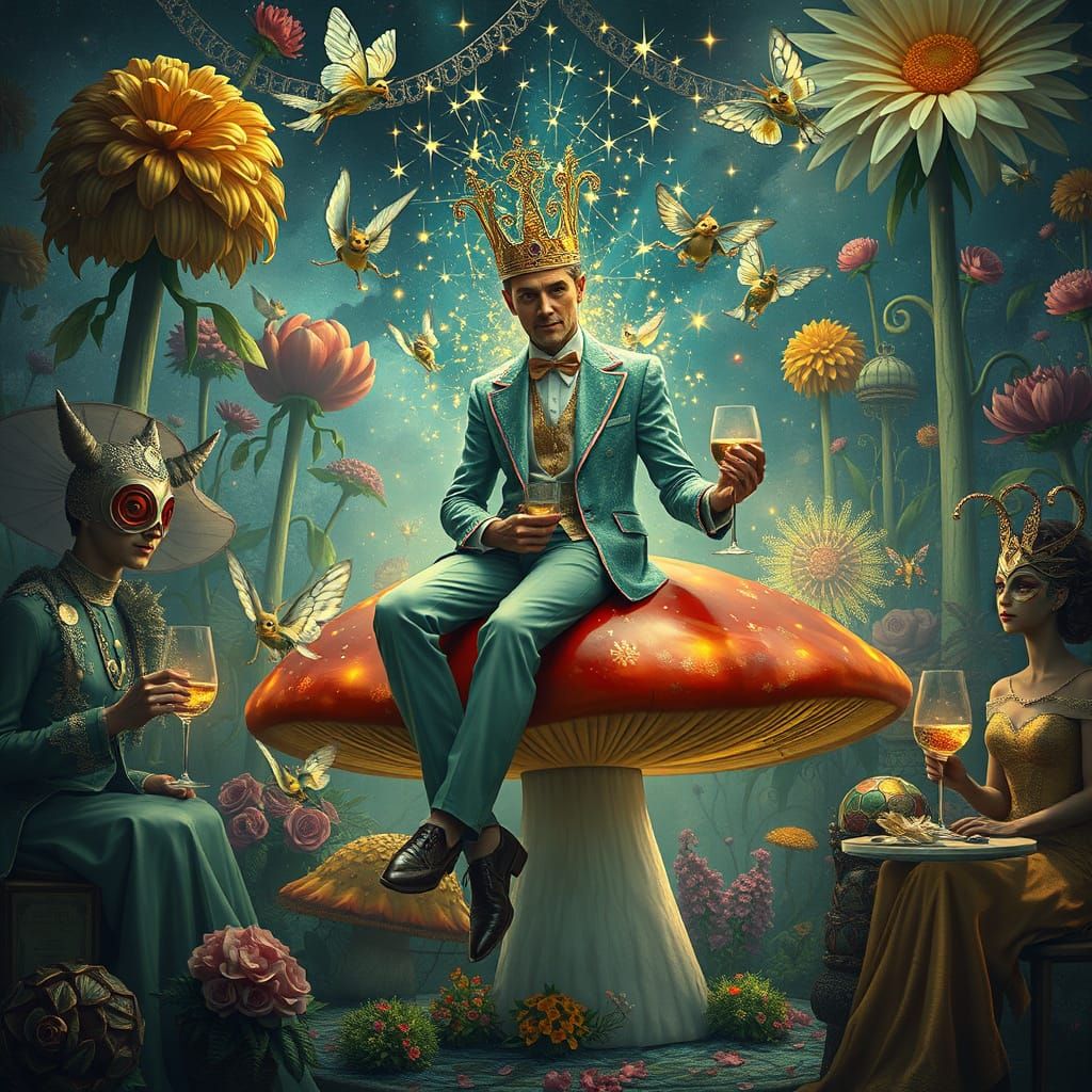 Weathered Prince at Surreal Garden Party as Art Nouveau Pain...