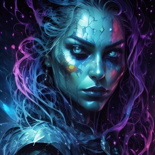 Futuristic Character Created from Digital Elements