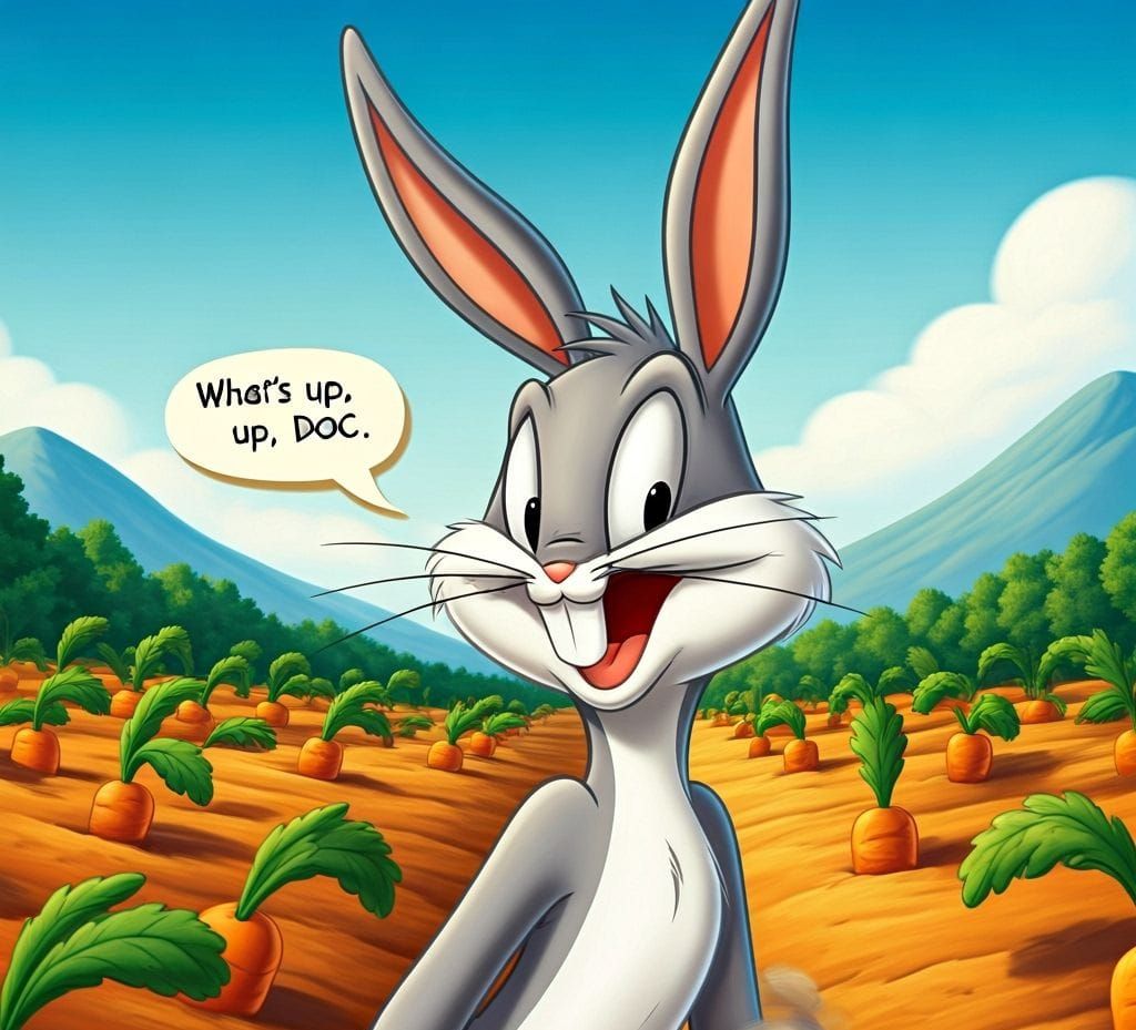 Bugs Bunny Greets You in Whimsical Carrot Patch