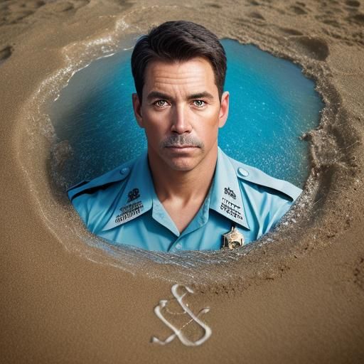 Male Cop Sinking in Quicksand: Professional Portrait
