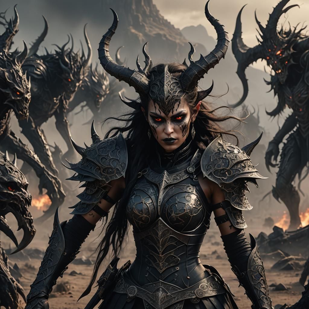 Demonic Warrior in Vicious Grove: Dark Fantasy Art