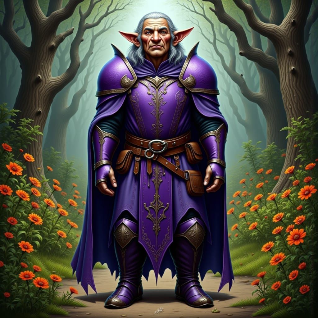 Ethereal Tiefling Warrior in Lush Garden