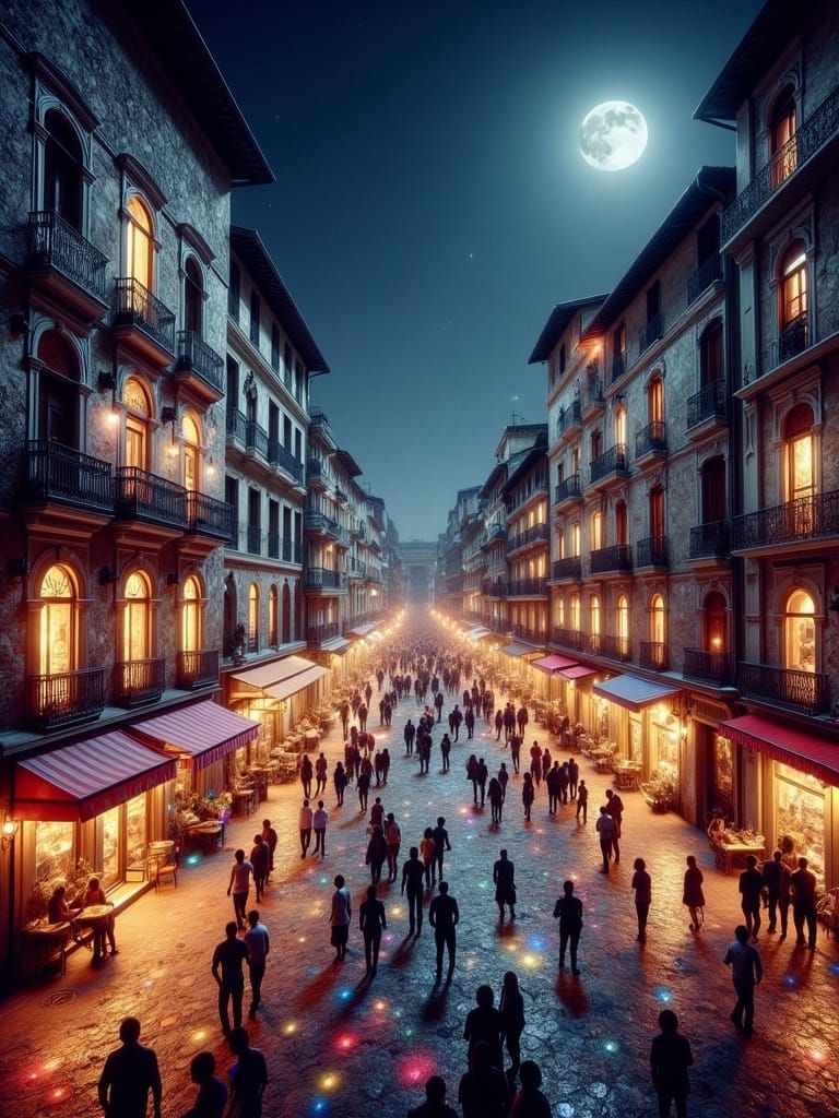 Urban Nighttime Dreamscape: A Vibrant Cityscape of Verona in...