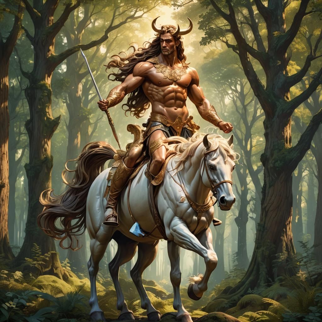 Majestic Centaur in Ancient Forest, Digital Illustration