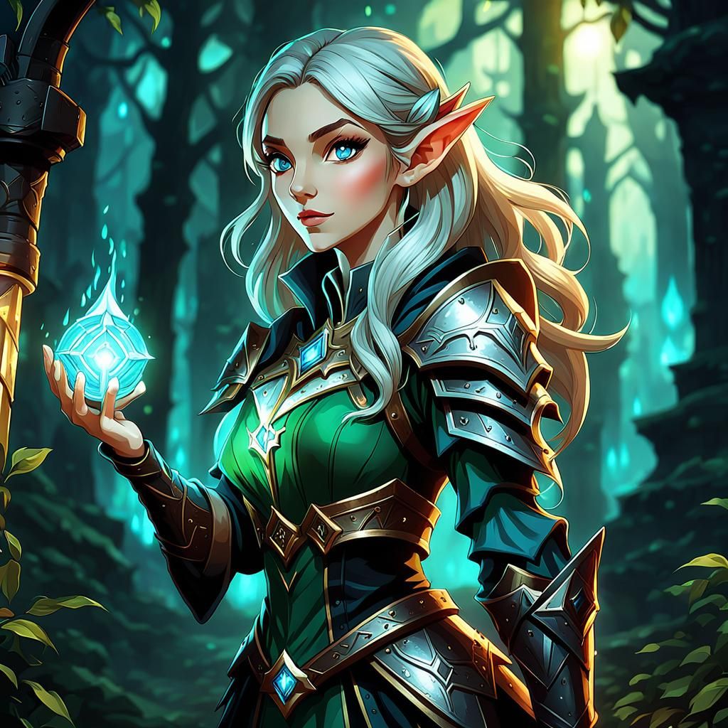Detailed Elf Illustration in Anime Style