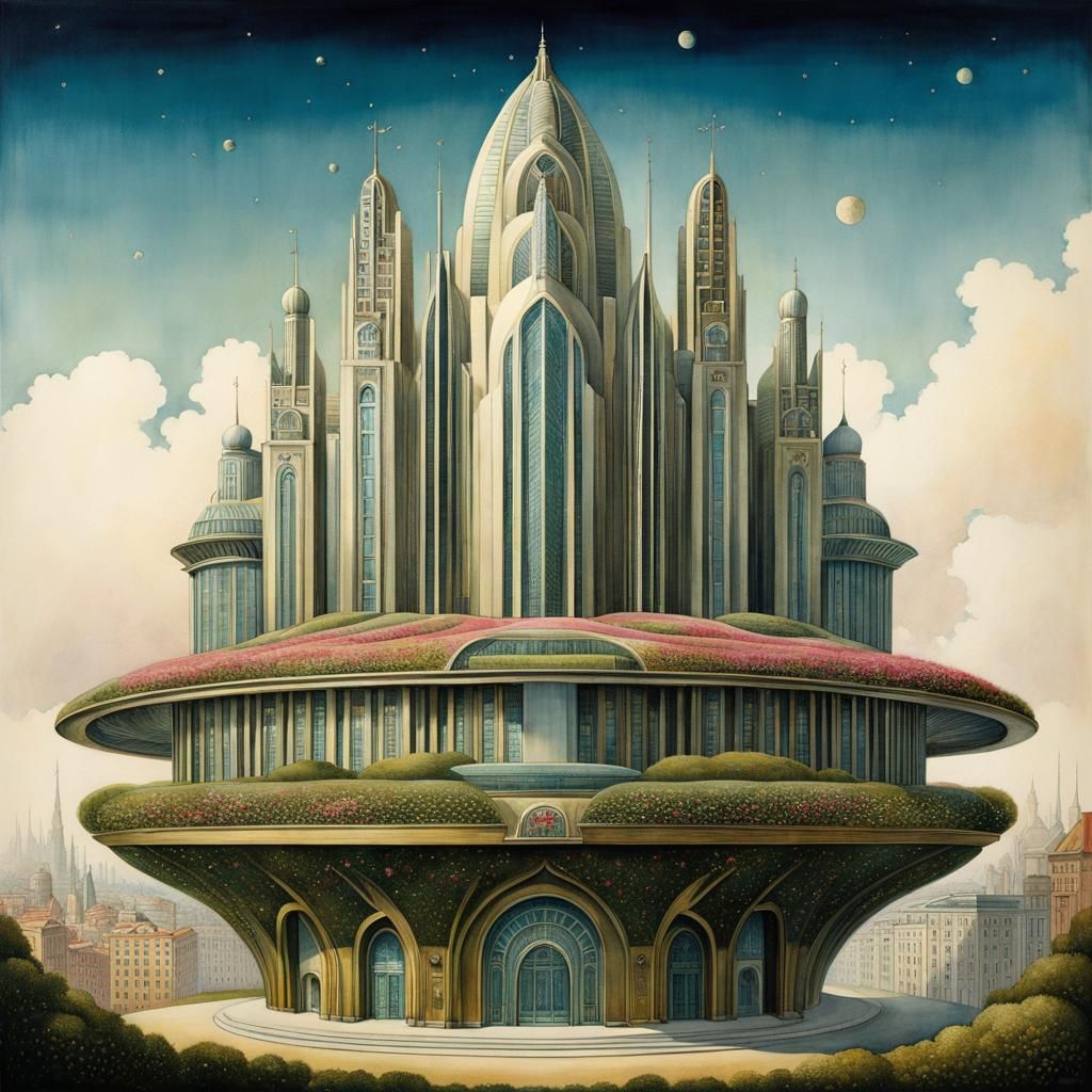 Utopian futurist city