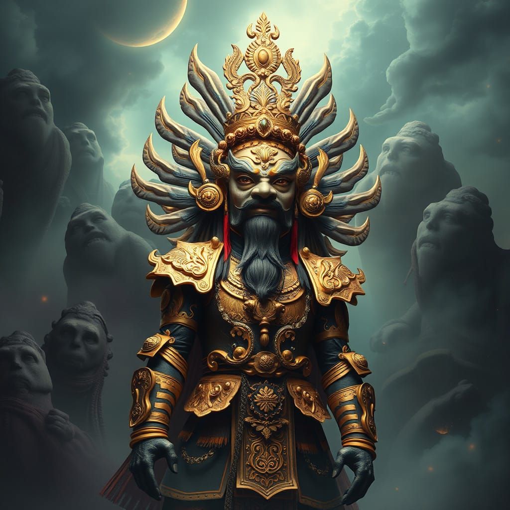 Mystical Anannuki Figure in Ancient-Inspired Sanxingdui Bron...