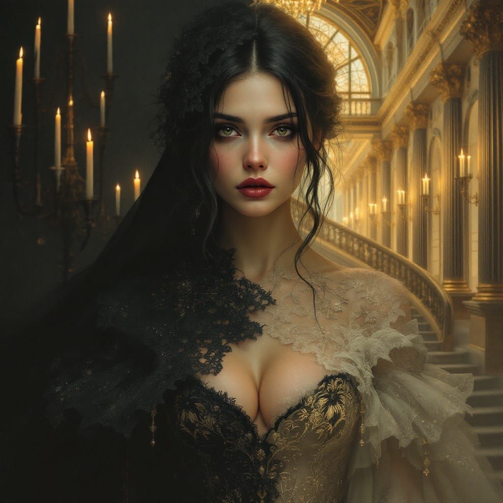 Ethereal Victorian Siren Blending Darkness and Light