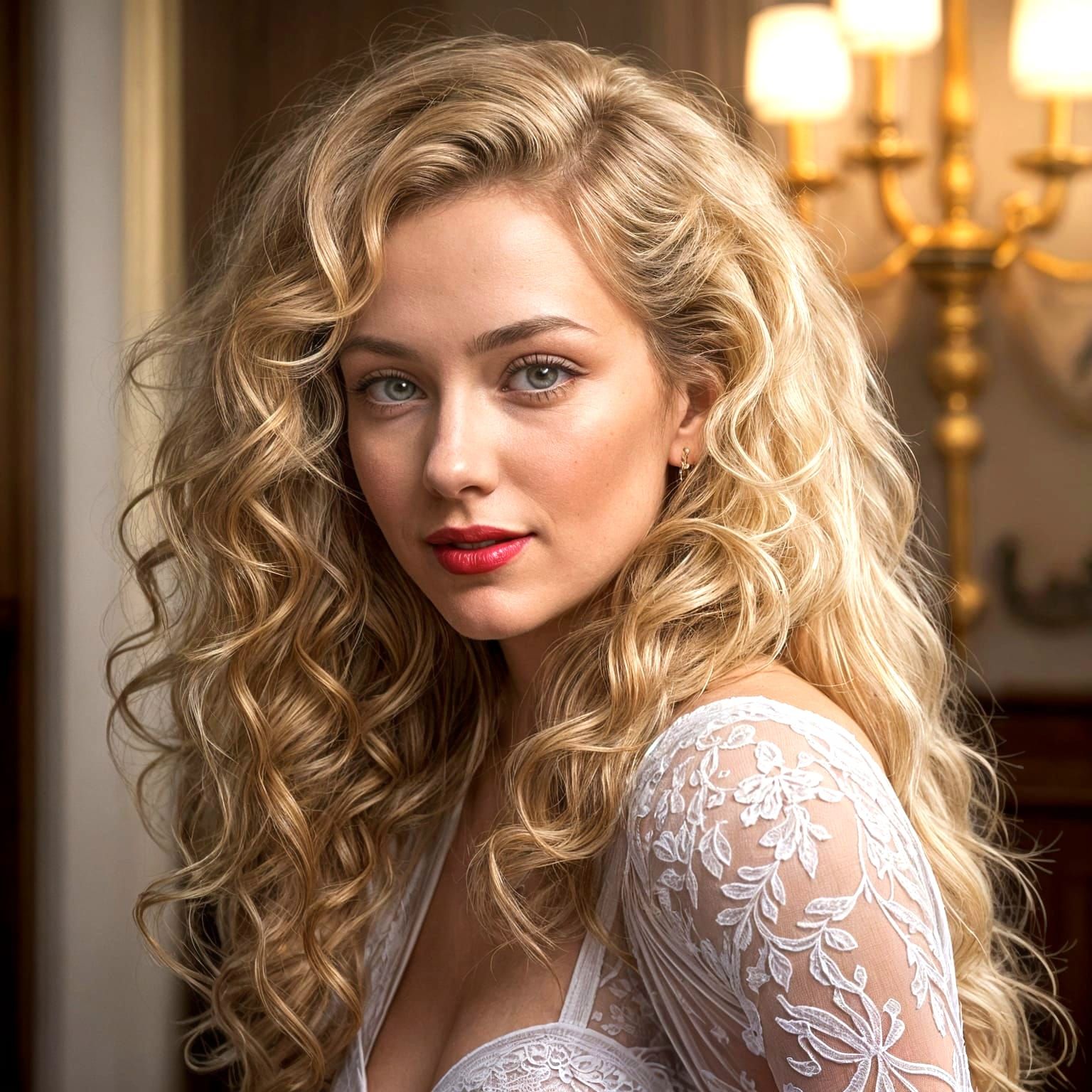 Ethereal Pleiadian Woman in Surreal Dining Room