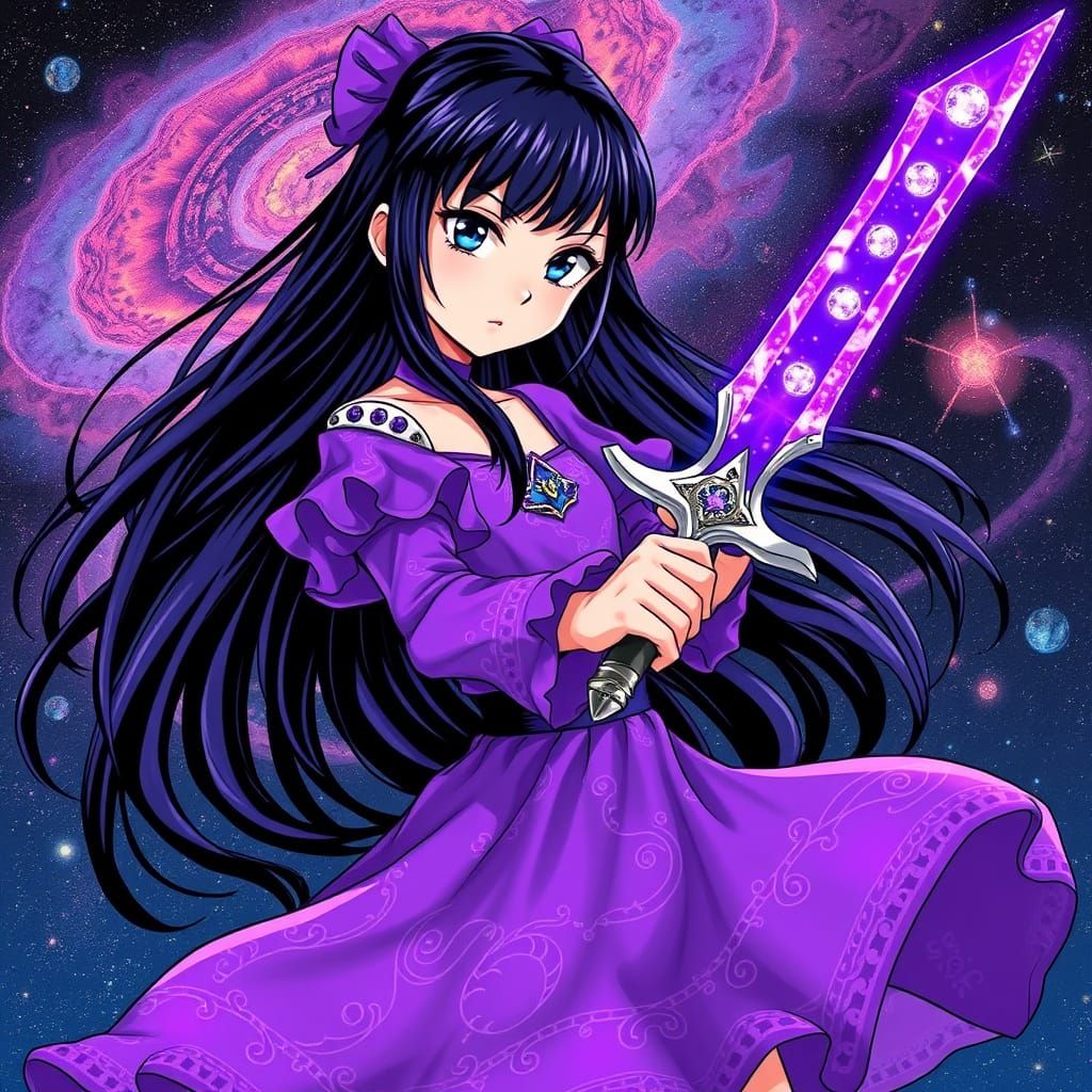 Galactic Warrior Princess in Vibrant Purple Armor