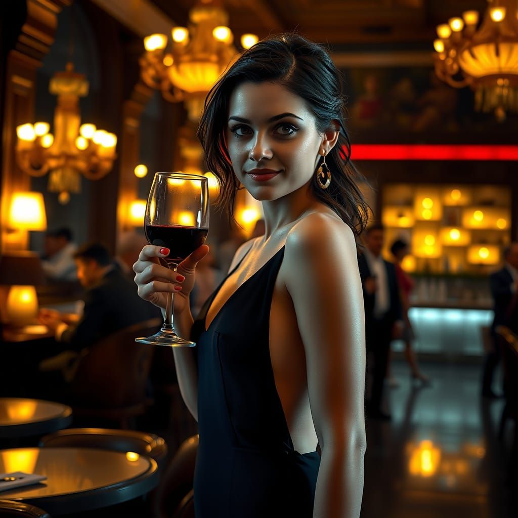 Sultry Nighttime Glamour in a Luxurious Evening Gown