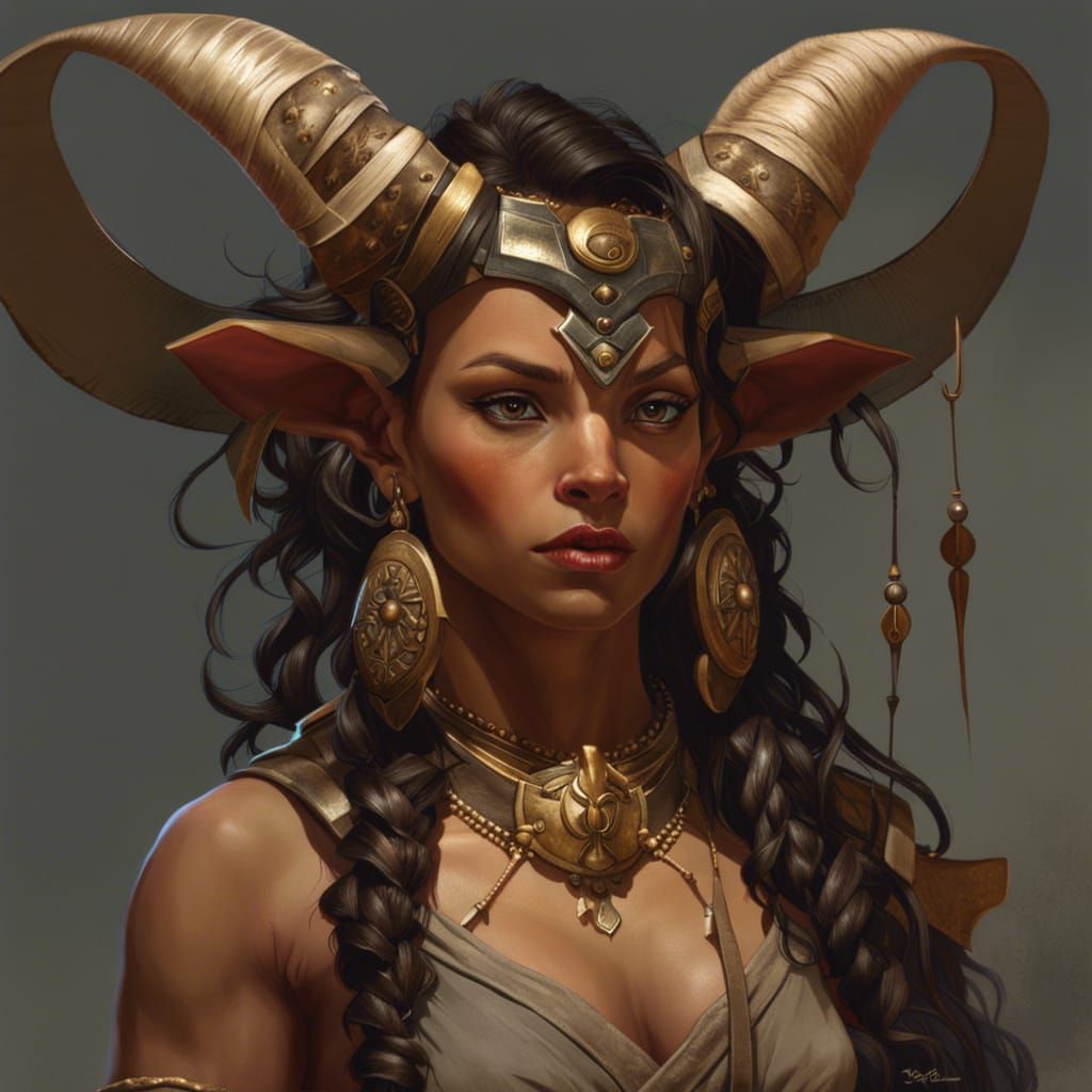 Hyperdetailed Aetherpunk Female Minotaur Toddler