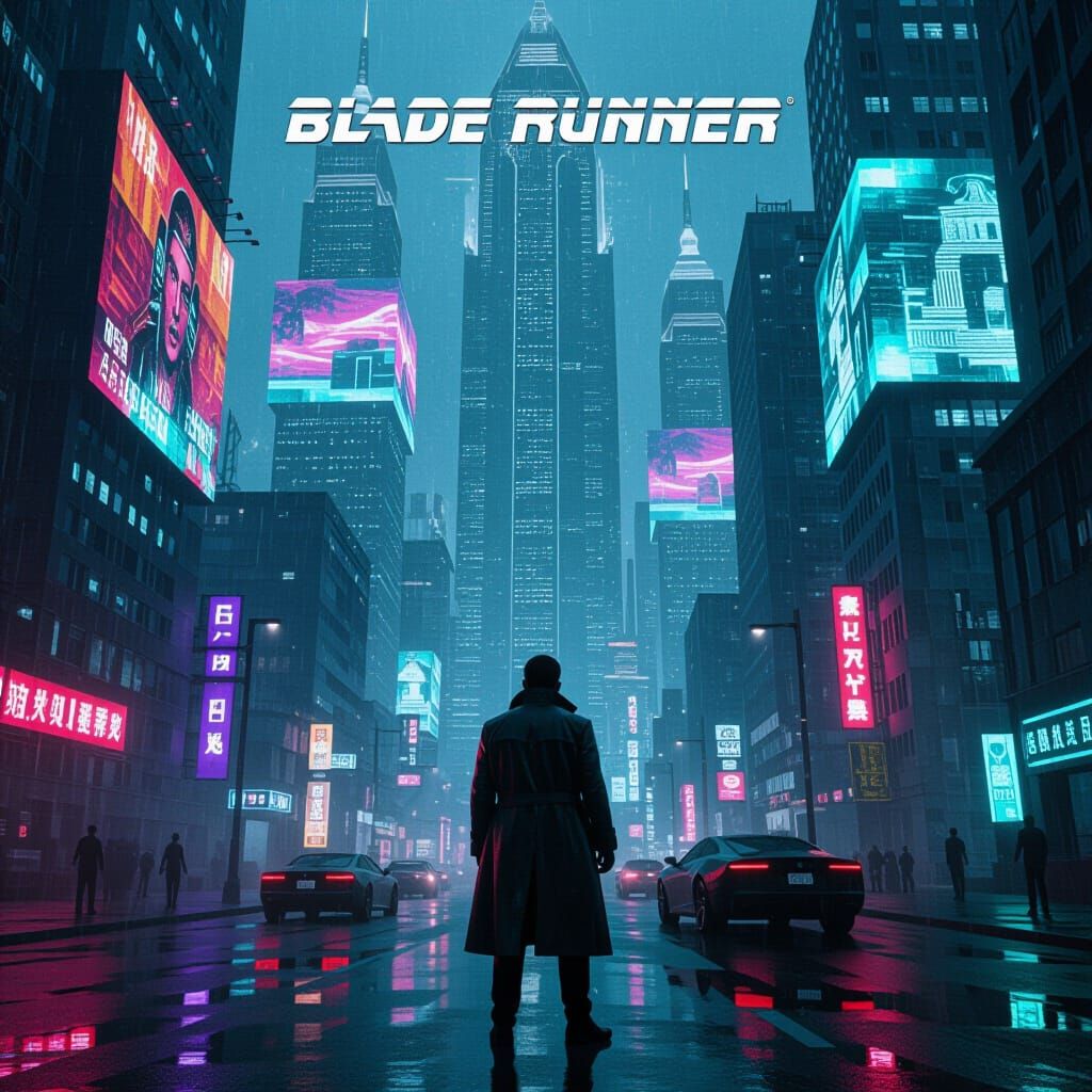 Blade Runner Movie Poster: Noir Dystopian Cityscape