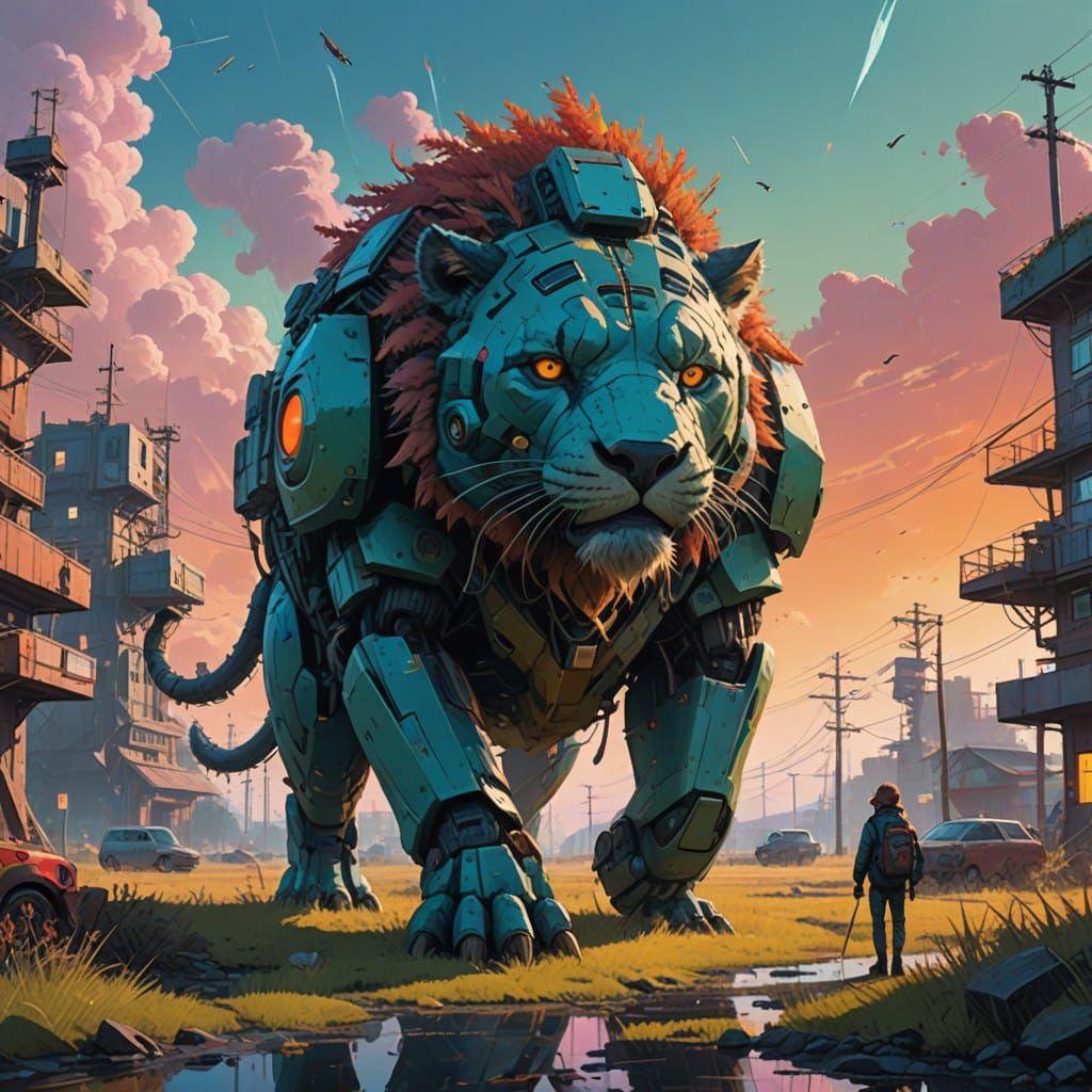 Intricate Animals in Vibrant Futuristic Landscapes