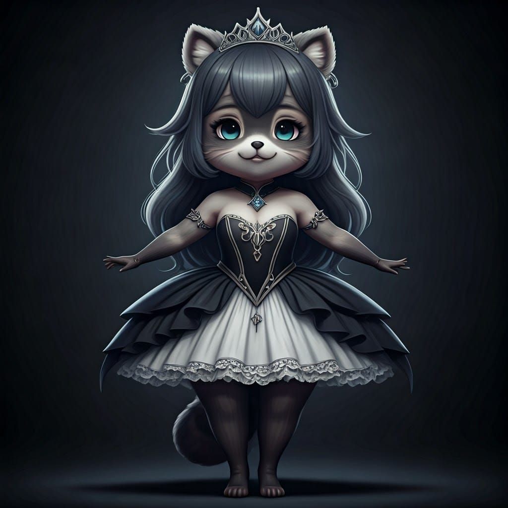 Dancing Racoongirl in Anime Style 3D Art