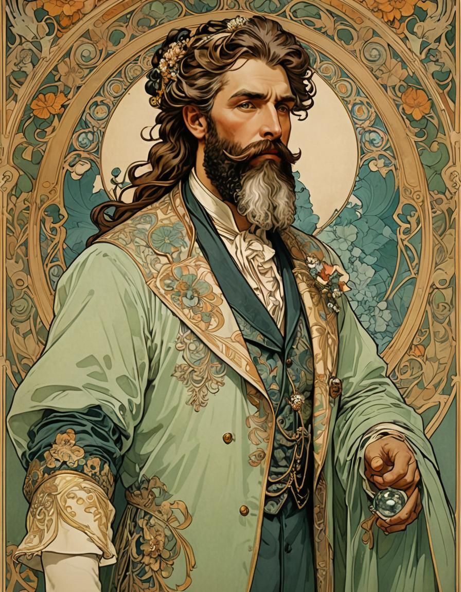 Majestic Opera Singer in Art Nouveau Rococo Style