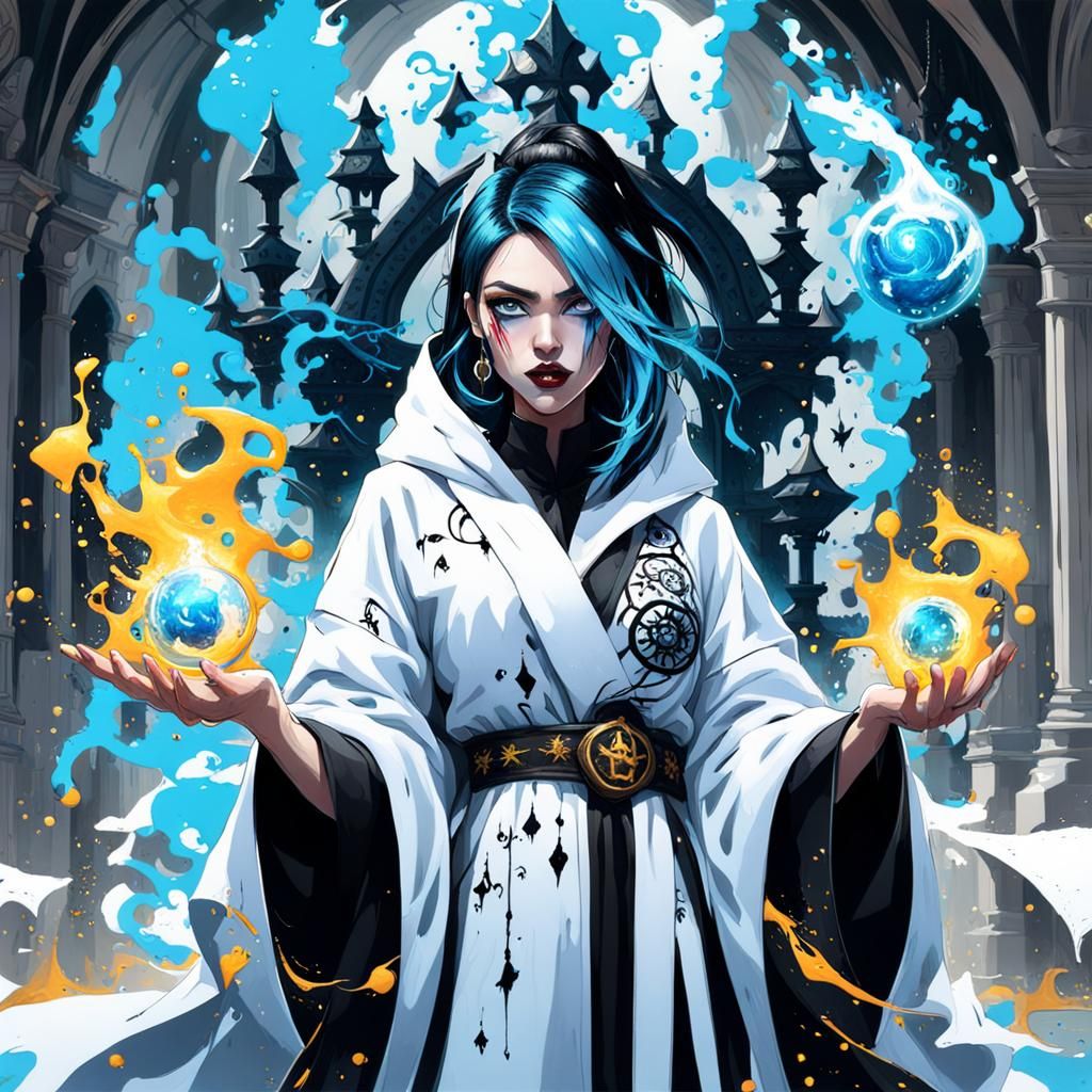 Magic Caster Girl in Royal Castle, Graffiti Art