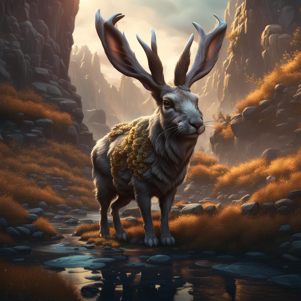 Fantastical Jackalope Concept Art in Deep Color