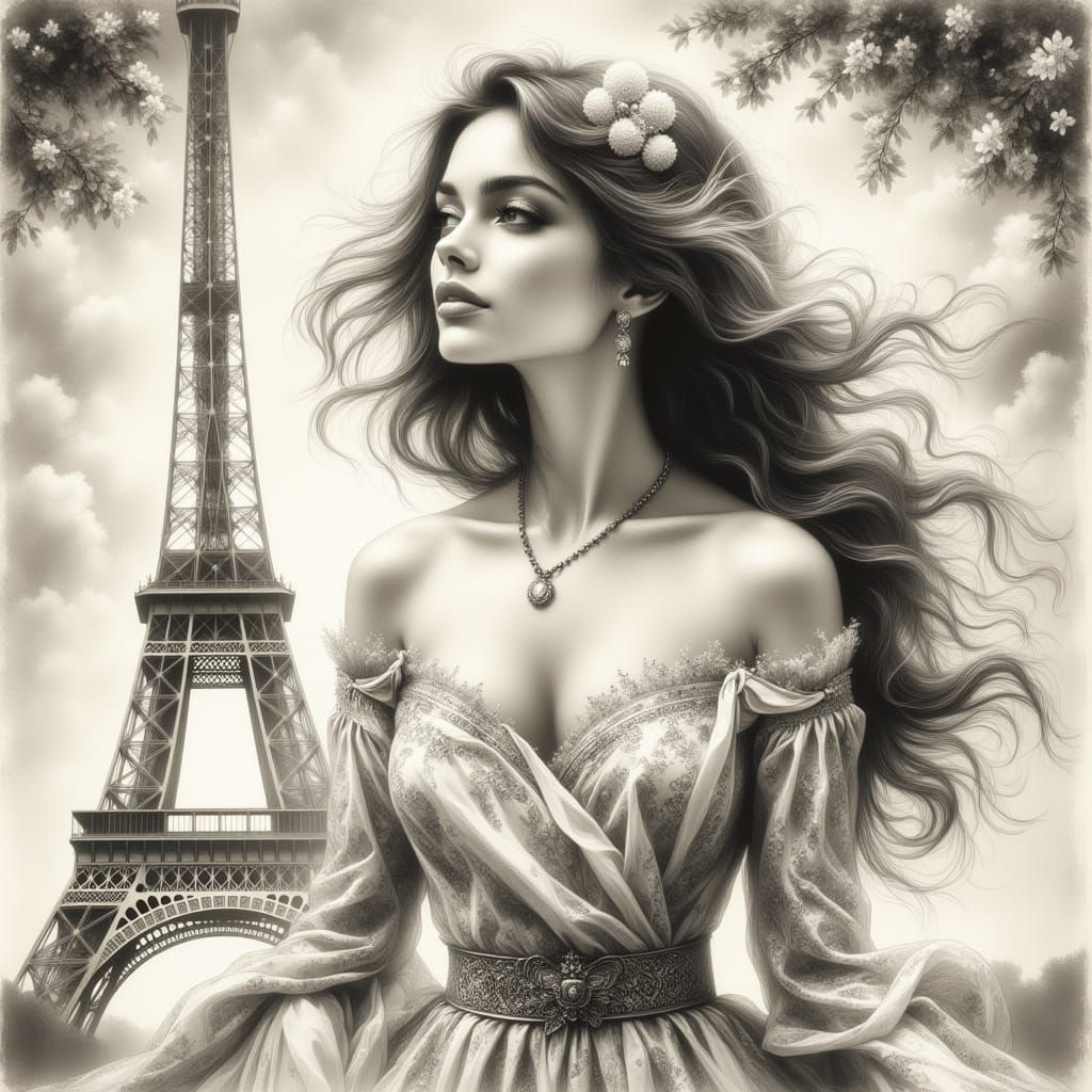 Elegant Woman in 1950s Style Illustration