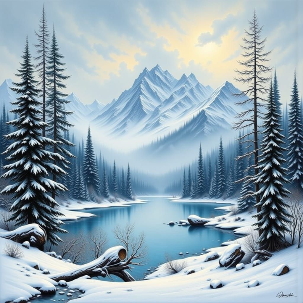 Winter Landscape in the Style of Albert Bierstadt