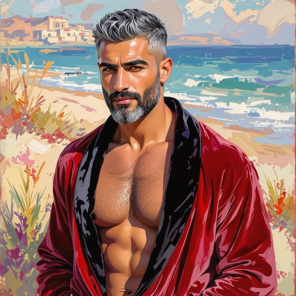 Impressionist Oil Painting of a Proud, Serene Man