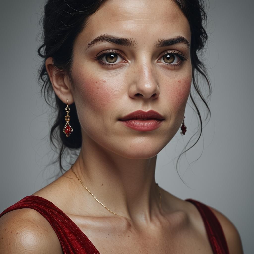 Red Dress Portrait in Professional Studio Lighting