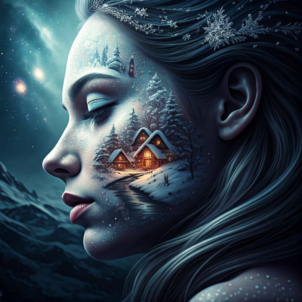 Ethereal Fantasy Portrait of a Woman with Winter Wonderland ...