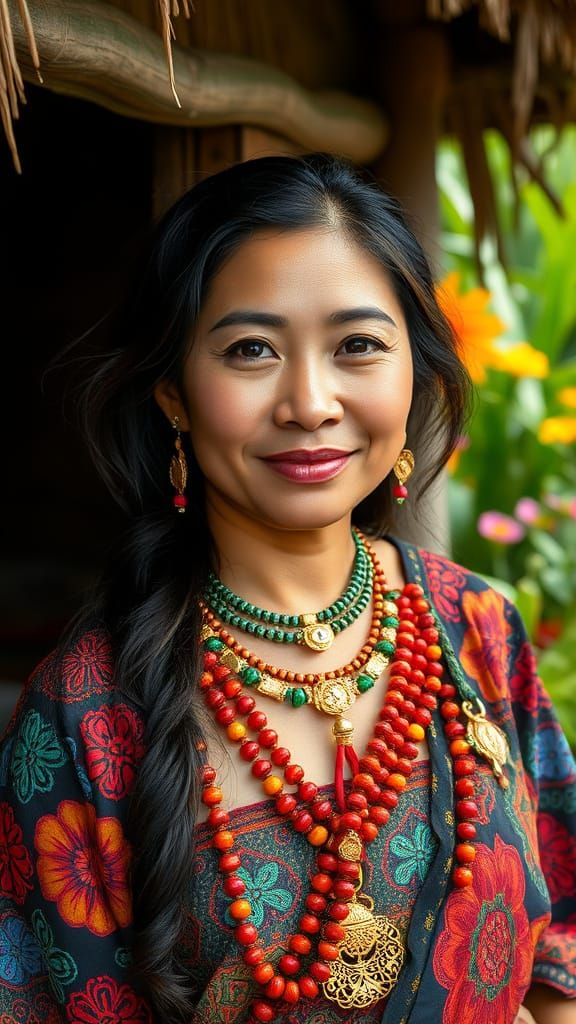 Filipino Woman in Traditional Attire