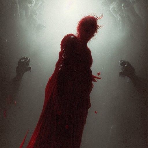 Horrific Red Murder Scene in Gothic Horror Style