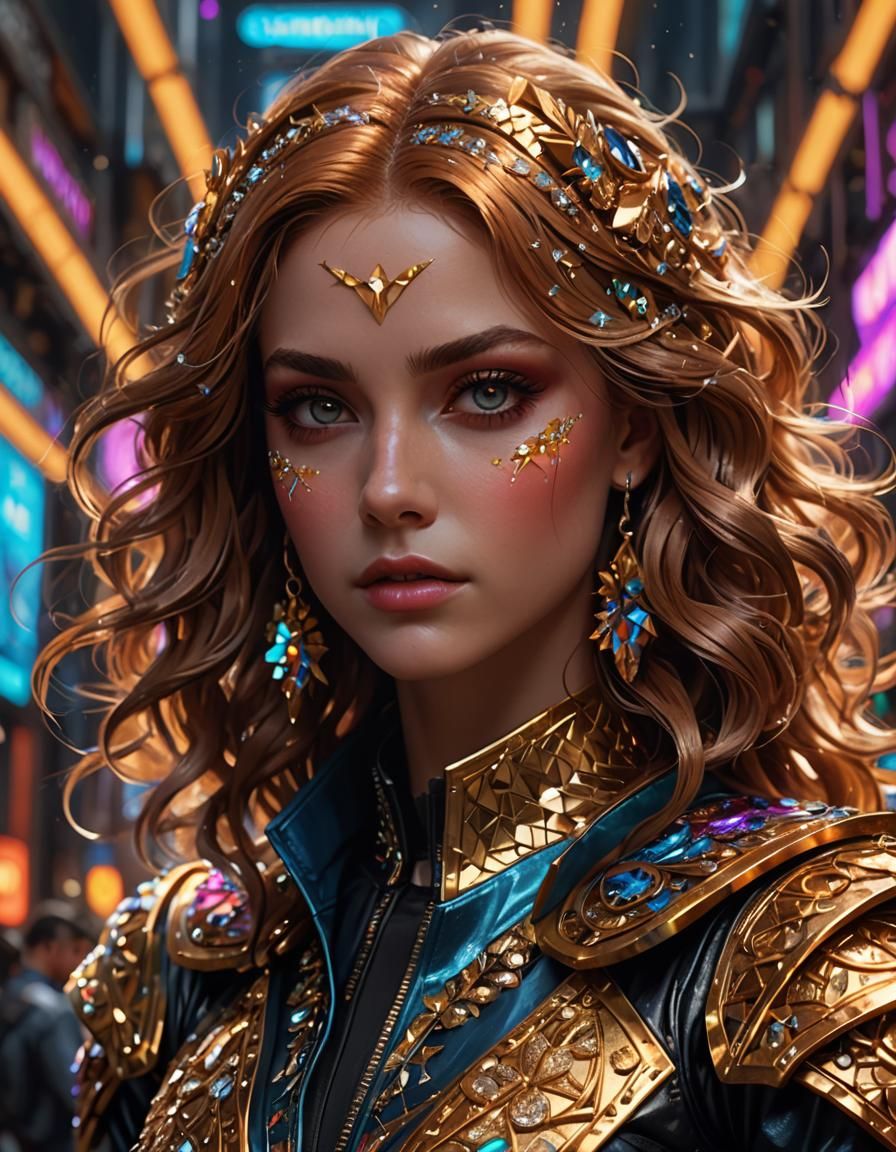 Adagio Dazzle in Leather Jacket: Maximalist Digital Art