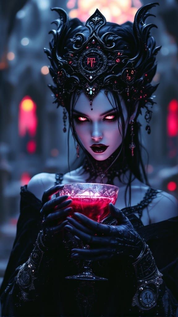 Majestic Vampiric Empress in Dark Gothic Style