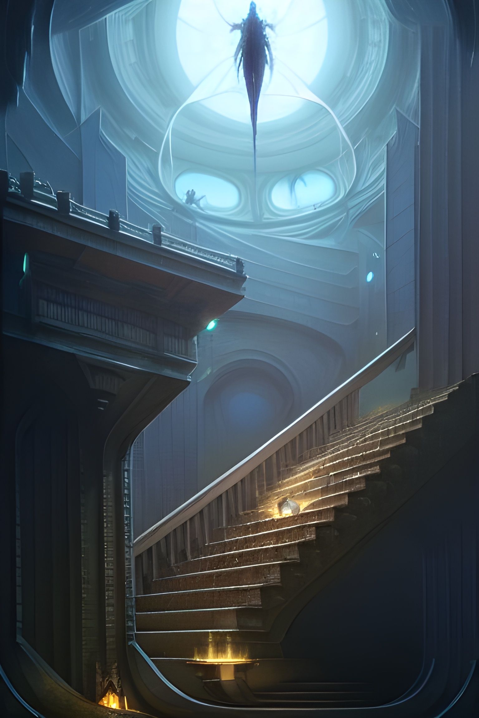 Surreal Stairs in Dark Fantasy Style