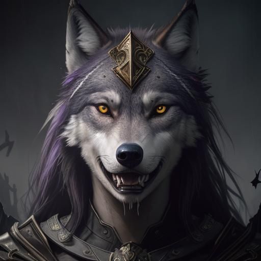 Wolf Head Art Deco Dark Fantasy Concept