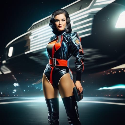 Retro Space Girl in 1950s Sci-Fi Style