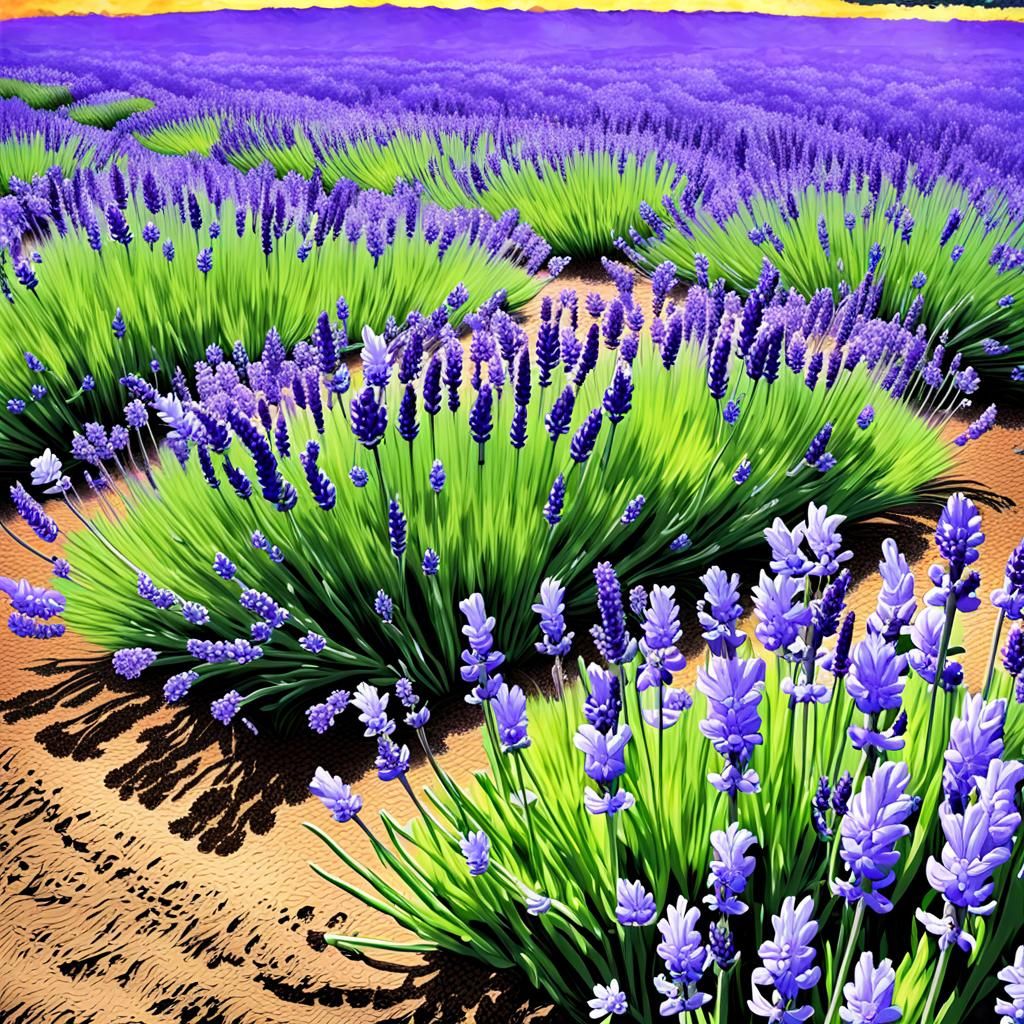 Ethereal Lavender Fields in Dreamy Mist