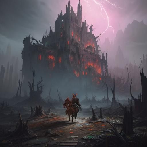 Princess Peach and Yoshi in Dark Fantasy Wasteland