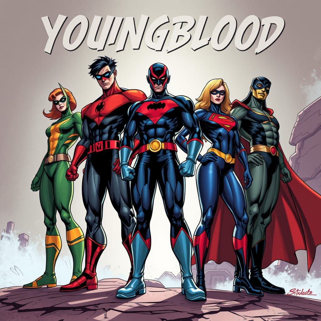 Sleek Youngblood Heroes in High-Energy Comic Book Art