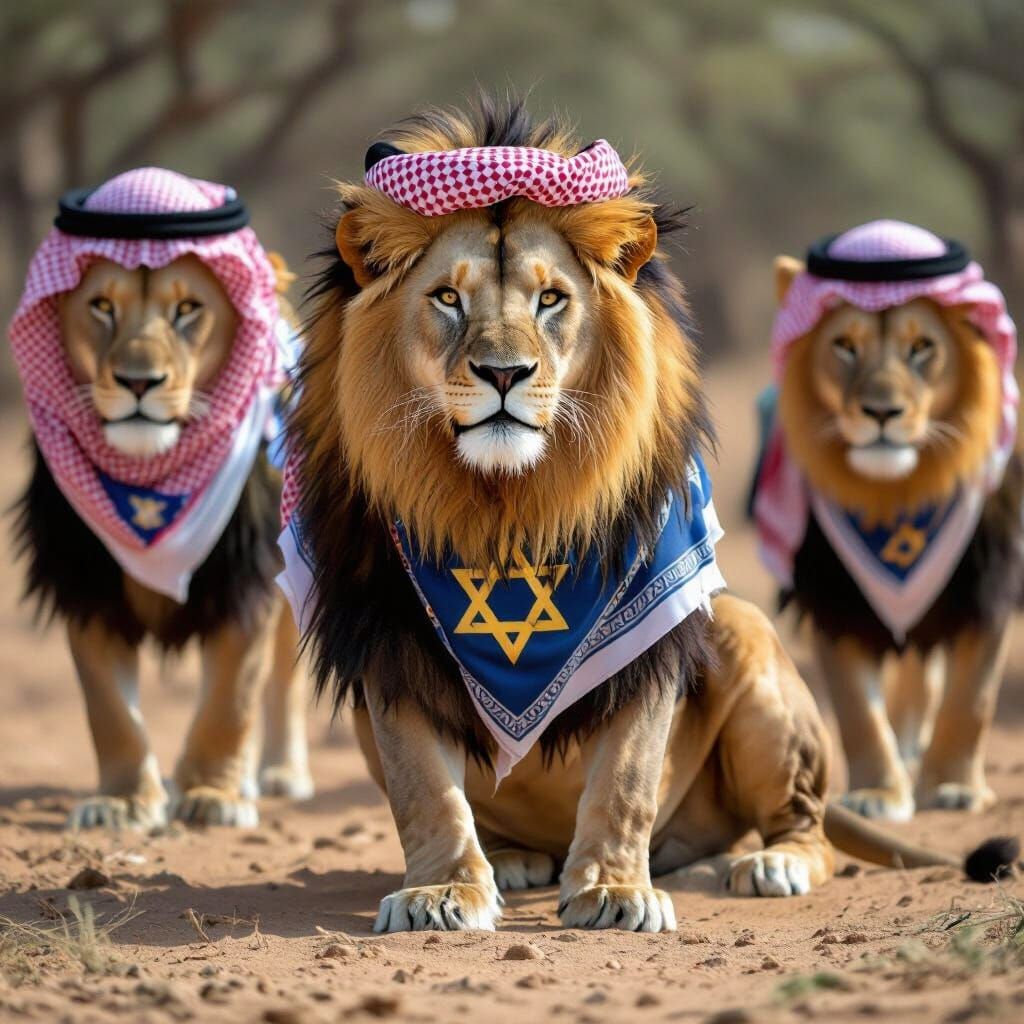 Lions in Ghutra with Star of David
