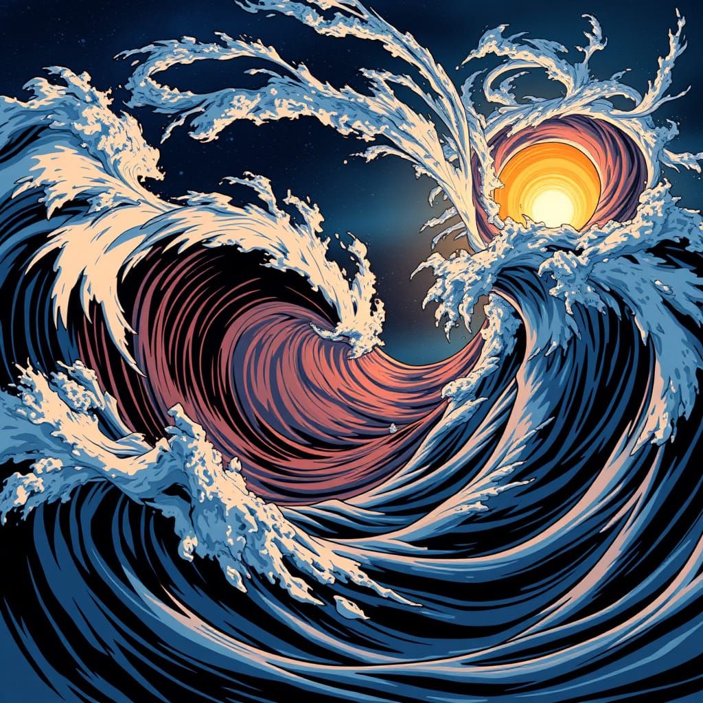 Coriolis Effect in Dynamic Comic Art Style