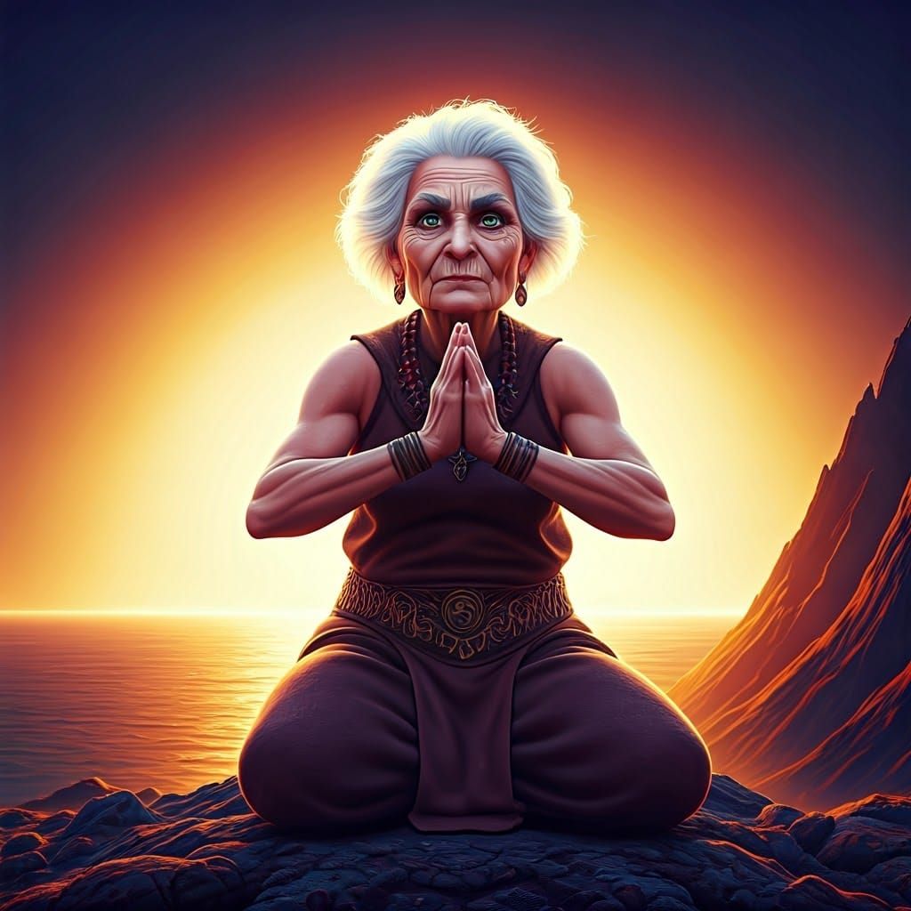 Ancient Shaman Yoga: Hyperdetailed 3D Digital Art