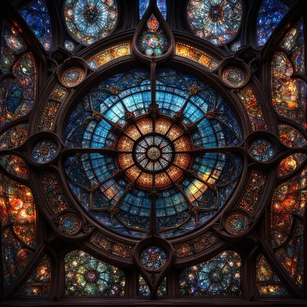 Stained-Glass Universe in Hyperrealistic Style
