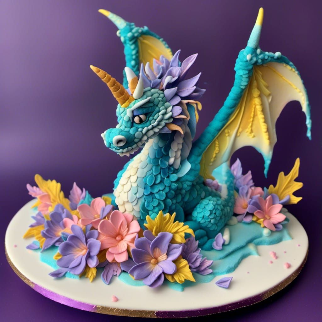 Dragon with Flower Petal Scales and Ribbon Wings
